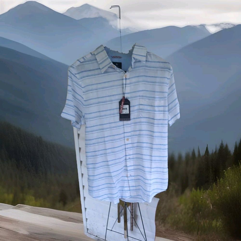 Ben‎ Sherman Bright White Linen Blend Button Down Shirt NWT $89 Size S Men's